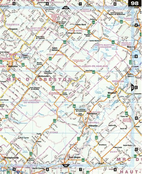 Roads map of Drummondville and Centre-du-Quebec Canada free large
