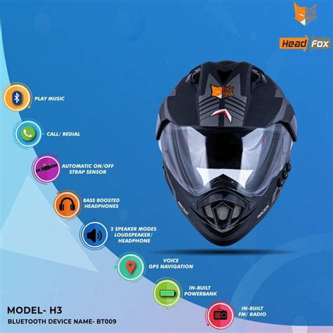 HEADFOX MX FD2 Smart Bluetooth H3 BLACK ON GREY/ MOUNT SHARK ...