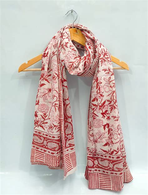 2 Meter Mulmul Cotton HandBlock Dupatta / Stole - TSPDSMB55 – The ...