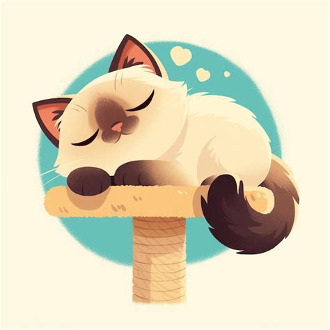 Ragdoll cat resting on a cat perch | Premium AI-generated vector