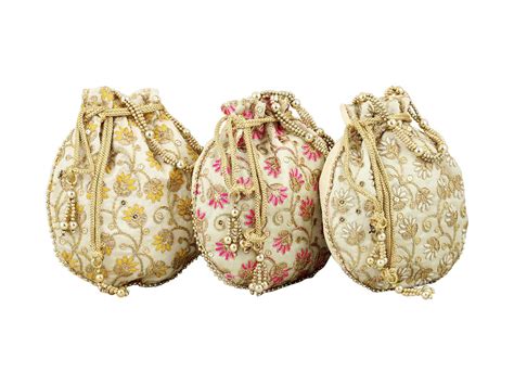 Buy GoldGiftIdeas Cremon Embellished Potli Bags with Beaded Handle ...