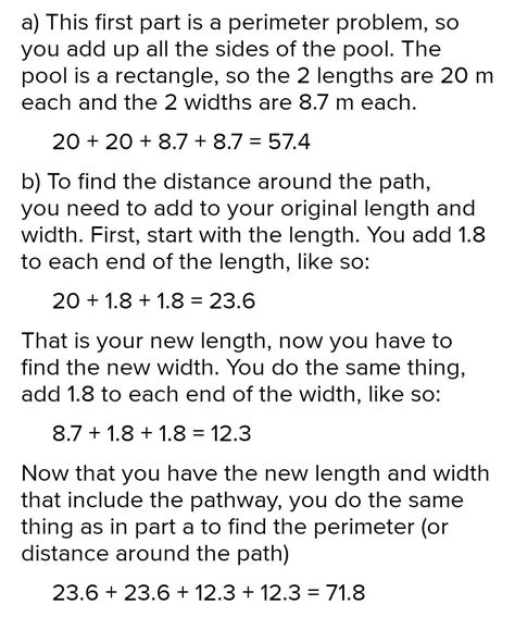 7. A 1.8 m wide path is built around a rectangular pool 20 m longand 8. ...