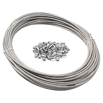 1/16 Wire Rope Stainless Steel 100FT Aircraft Cable 7x7 Strands Steel ...