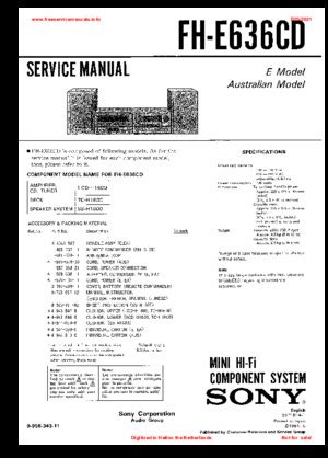 Sony FH-E636CD Service Manual PDF Free Download