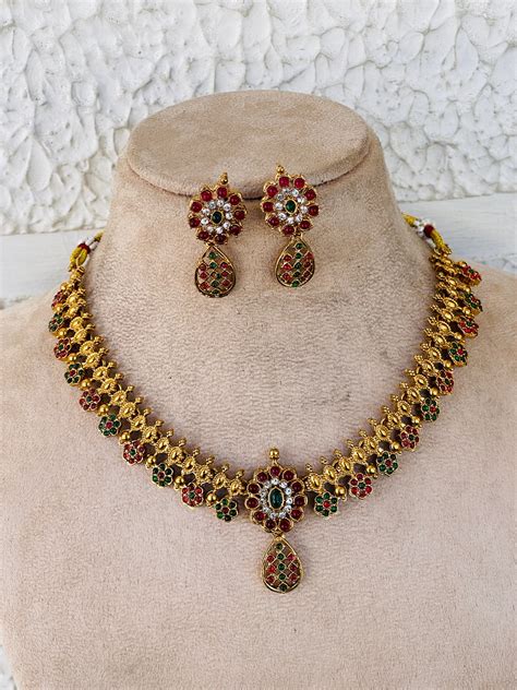 Multi Stone Gold Necklace – Mannat Jewelz