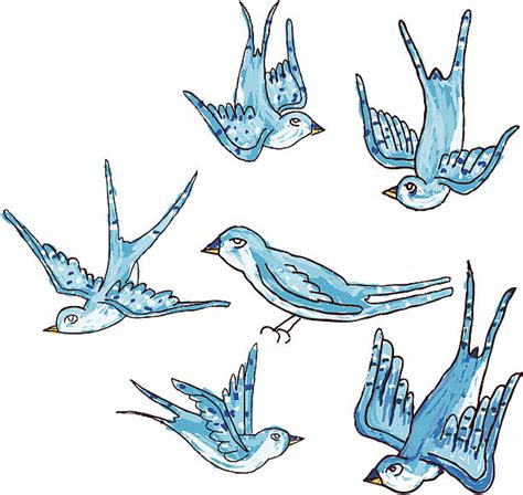 Flying Blue Bird Drawing
