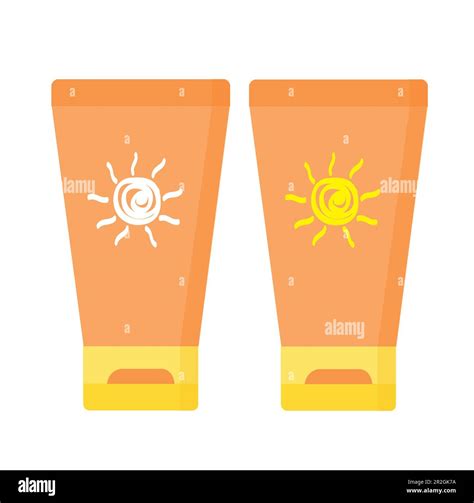 Two suntan lotion bottles with a sun draw on a white background with copy space Stock Vector ...