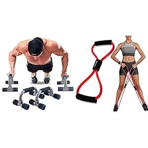 Buy Strauss Moto Push Up Bar, Pair (Black/Blue) & Yoga Soft Chest ...