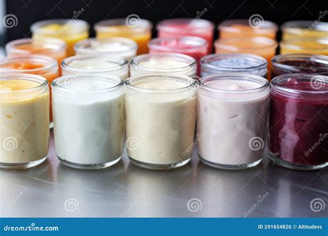 Dairy-free Yogurts in a Row Inside a Refrigerator Stock Photo - Image ...