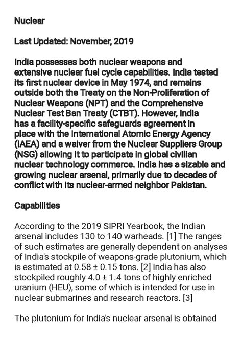 Nuclear - Nuclear Last Updated: November, 2019 India possesses both ...