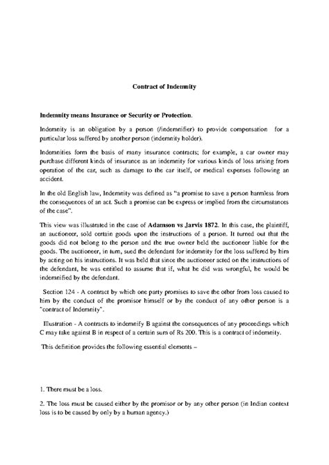 202004 061919580137 - Contract of Indemnity Indemnity means Insurance ...
