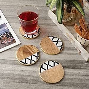 The Decor Mart Wooden Crisscross Coaster Set of 4 | Stylish White ...