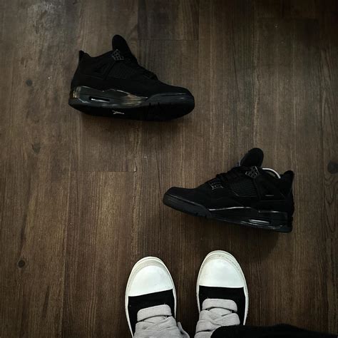 Black Cat Jordan 4s Comes With 2 Shoe... - Depop