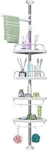Delavala 4 Tier Adjustable Telescopic Bathroom Organiser Corner Shower ...