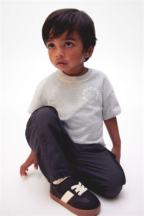 Printed cotton T-shirt - Light grey/Good Vibes Squad - Kids | H&M IN