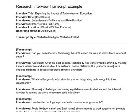 Image result for Interview Transcript Example