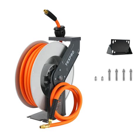 Retractable Air Hose Reel, 3/8 IN x 50 FT Hybrid Air Hose MAX 300 PSI ...