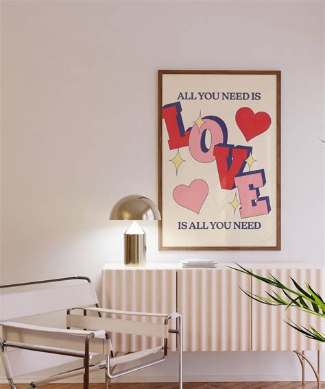 Love Quote Wall Print, Digital Download Print, Retro Wall Decor, Large ...