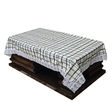 Buy Kuber Industries Checkered PVC 4 Seater Center Table Cover - Cream ...