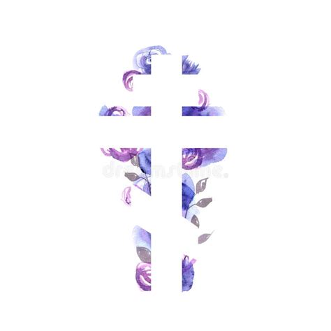 Silhouette of an Orthodox Cross with Watercolor Wash Background Stock ...