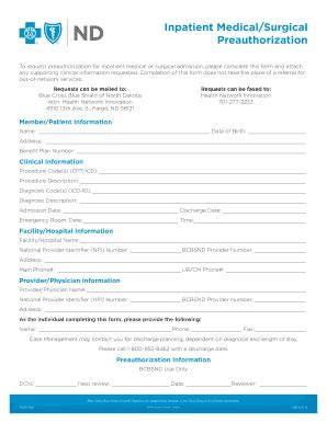 Inpatient Medical/Surgical Preauthorization - Blue Cross Blue Shield ...