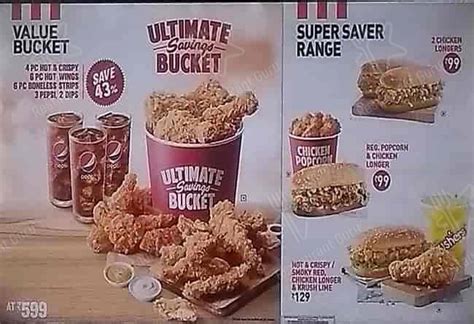 Menu at KFC, Chandigarh, SCO 425 to 426