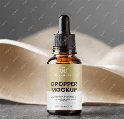 Premium PSD | Amber dropper bottle mockup design for cosmetic