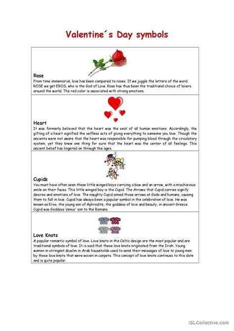 Valentine´s Day Symbols: English ESL worksheets pdf & doc