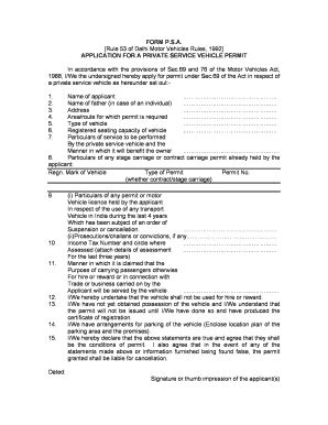 Private Service Vehicle Permit - Fill Online, Printable, Fillable ...