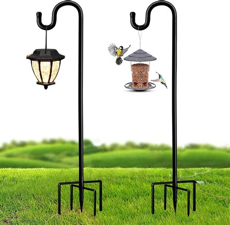 36 inch Garden Shepherds Hook 2pk with 5 Prongs, Heavy-Duty Metal Bird ...