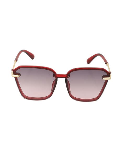 Red And Gold Toned Oversized With Uv Protected Lens Sunglass For Women ...