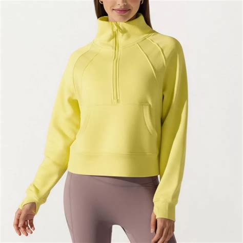 Womens's Long Sleeve Half Zip Pullover Sweatshirt with High Collar and ...