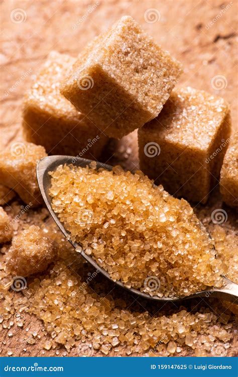 Crystals of Raw Cane Sugar, Macro in the Foreground Stock Image - Image ...