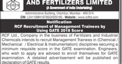 RCF Management Trainee Recruitment through GATE 2018