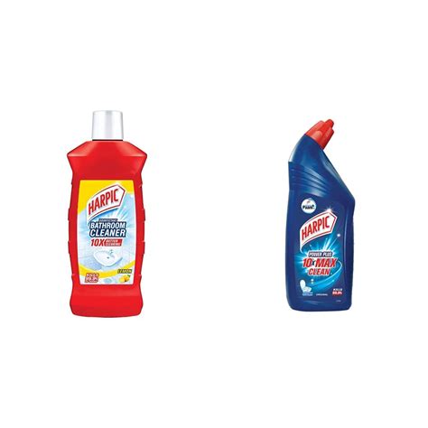 Harpic Bathroom Cleaner (Lemon) - 1 L and Harpic Powerplus Toilet ...
