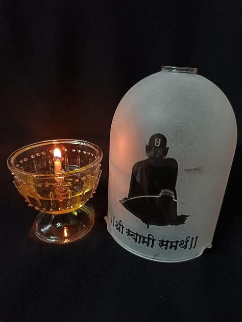 Buy Big Glass Diya with shri Swami Samarth Handi | Akhand Glass Diya ...