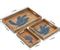Wooden Patti Printed Serving Tray Set | Handmade Wooden Tray