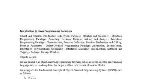 UNIT-2 APP: Introduction to JAVA Programming Paradigms and Concepts ...