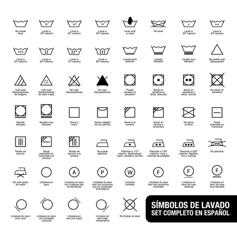 Complete set of laundry symbols. Written in Spanish. 641374 Vector Art ...