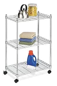 Whitmor Supreme 3 Tier Cart - Rolling Utility Organizer - Chrome ...