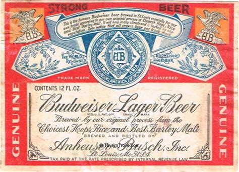 Item #29837 1939 Budweiser Lager Beer Label CS126-13