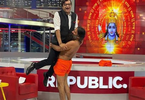 Ramdev lifts Arnab after performing yoga during interview; pic surfaces