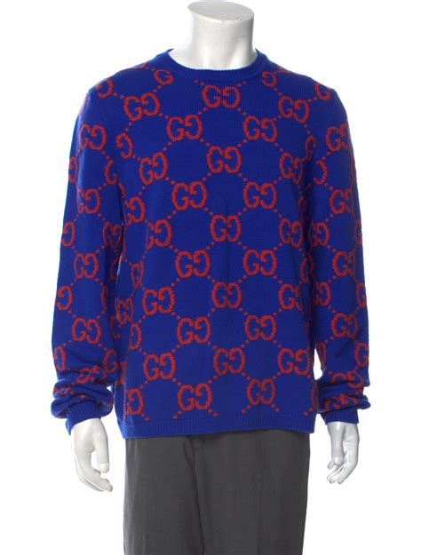 Gucci GG Logo Crew Neck Pullover w/ Tags - Blue Sweaters, Clothing ...