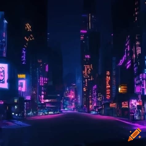 Cyberpunk night cityscape wallpaper on Craiyon