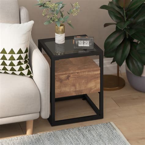 Taylor & Logan Casterly 15.75-in W x 23.5-in H Rustic Glass Modern End ...