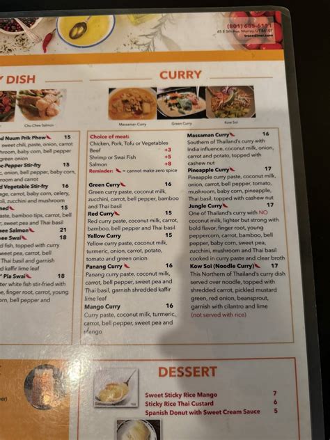 Carta del restaurante Tea Rose Diner, Murray