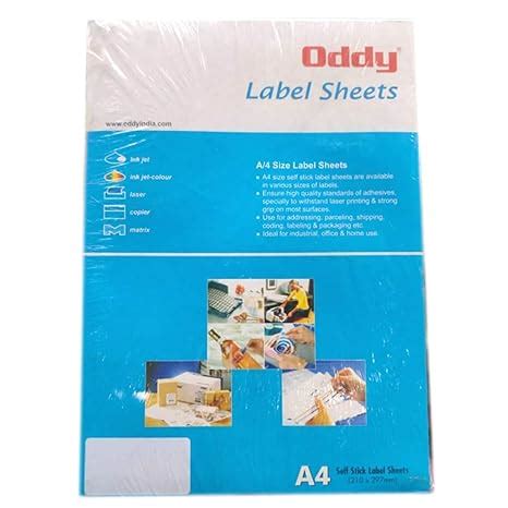 Oddy 24 Label Sheets A4 Size (100 Sheets, Pack of 6) : Amazon.in ...
