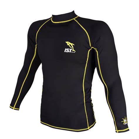 IST DS-46 Unisex Long Sleeve Spandex Rash Guard (Black/ Yellow / Large ...