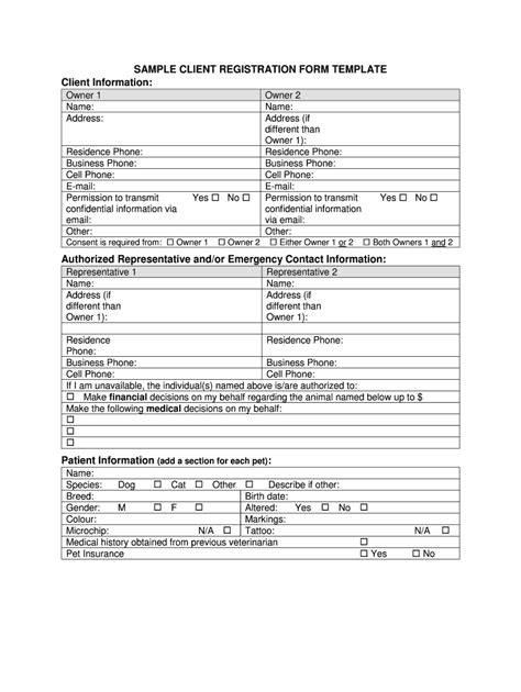 Fillable Online SAMPLE CLIENT REGISTRATION FORM TEMPLATE Fax Email ...