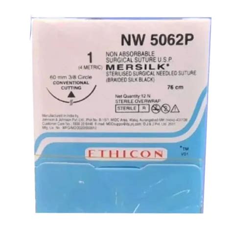 Ethicon Mersilk #1 Black Braided Suture - 76cm (Nw 5062P) Pack of 12 ...